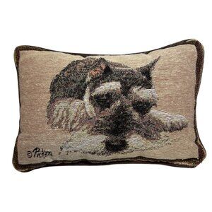 Schnauzer Dog Tapestry Pillow by Picken 12 x 8" Double Sided Decorative EUC
